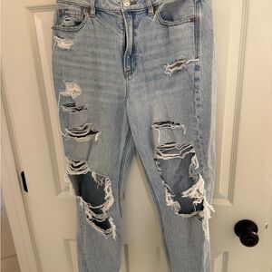 American Eagle Outfitters Distressed Light Blue Mom Jeans